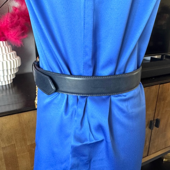 Anne Klein Black Leather Belt with Gold Lion Charms - Picture 5 of 12